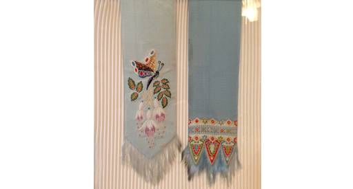 Vintage blue ties with embroidery