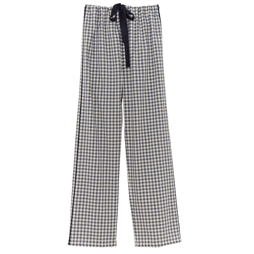 a flat lay image of the ally pajama pant in sea gingham