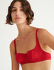 a model in the gita underwire bra in cardinal