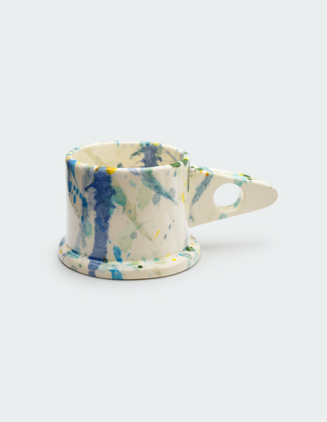 Blue and Green Splatter Mug with Triangle Handle by Peter - Araks