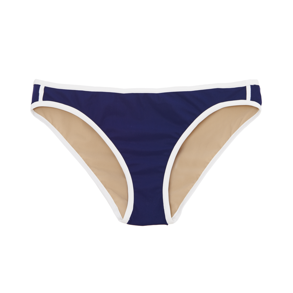 a flat lay image of the hayli bikini bottom in navy