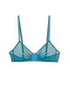 a flat lay image of the uma bralette in flutter blue