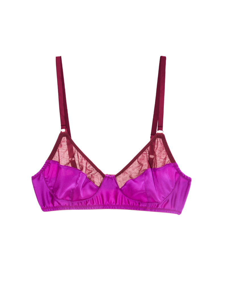 a flat lay image of the willow bralette in amaranth magenta