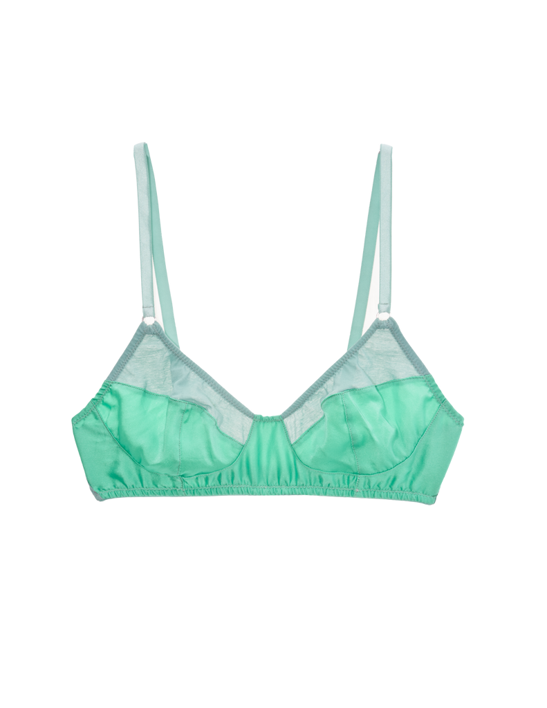 green cotton and silk Willow Bralette