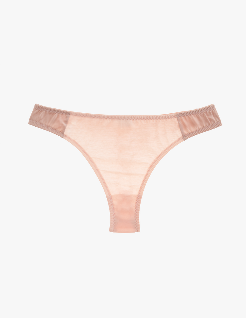 Beige Cotton and silk thong