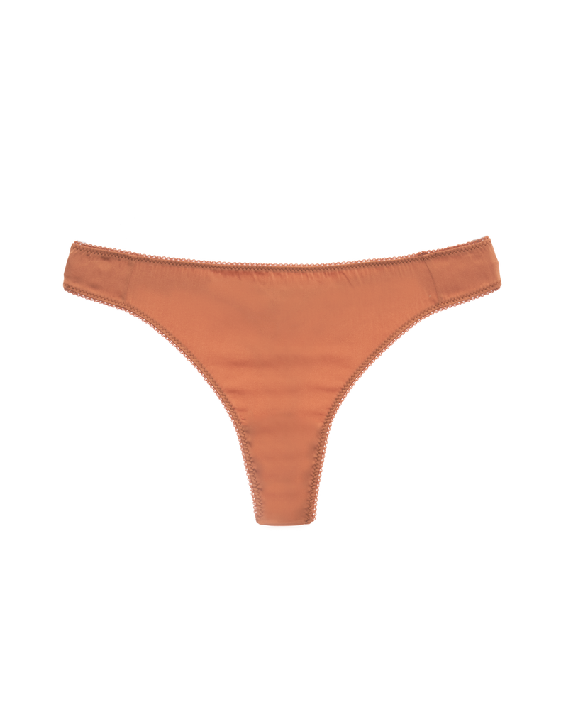 a flat lay image of the grier thong in cocoa brown