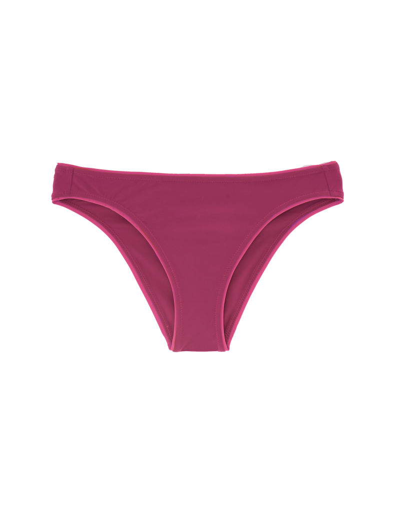 a flat lay image of the leonora bikini bottoms in rust red brown