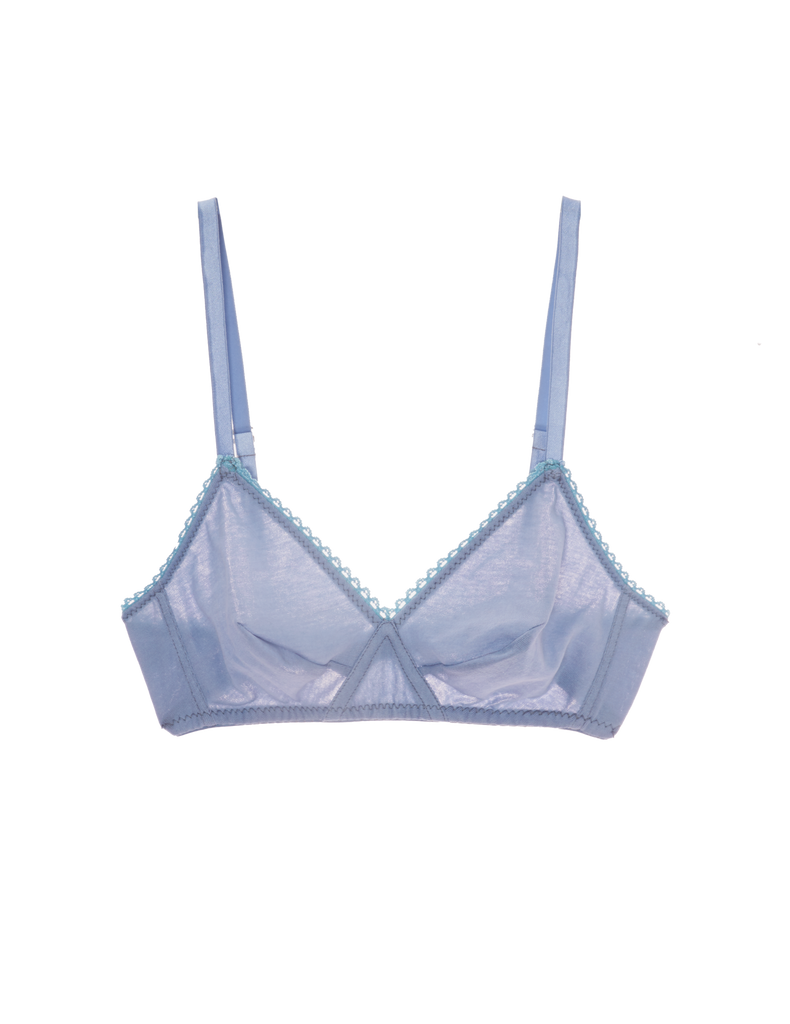 a flat lay image of the antonia bralette in feather grey