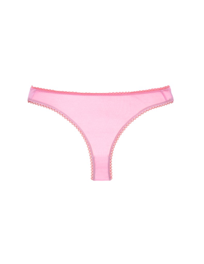 a flat lay image of the stella thong in slipper pink organic cotton