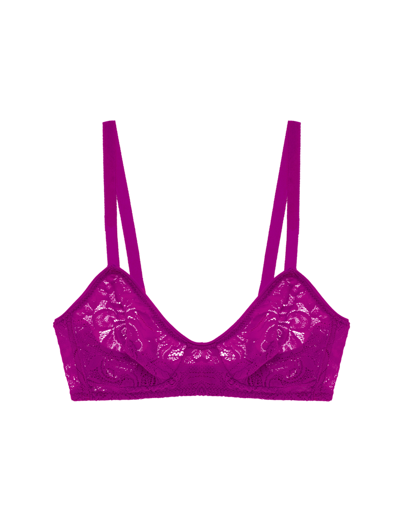 a flat lay image of the tamara bralette in sorbet purple