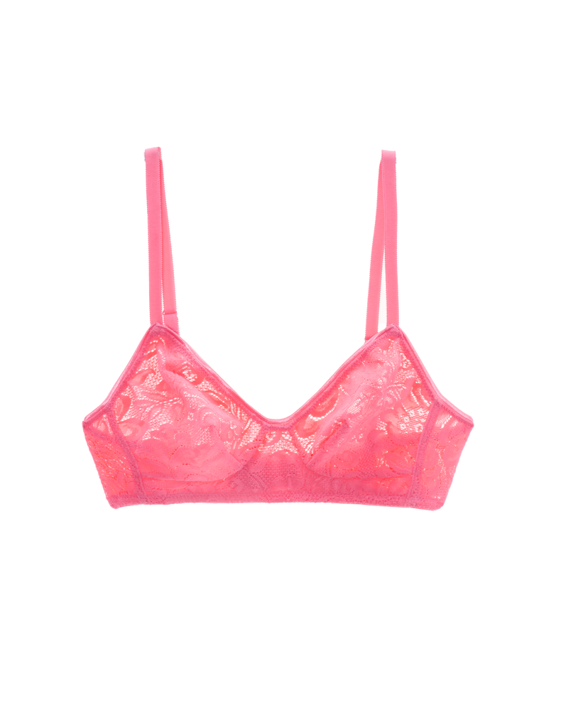 a flat lay image of the tamara bralette in prima pink