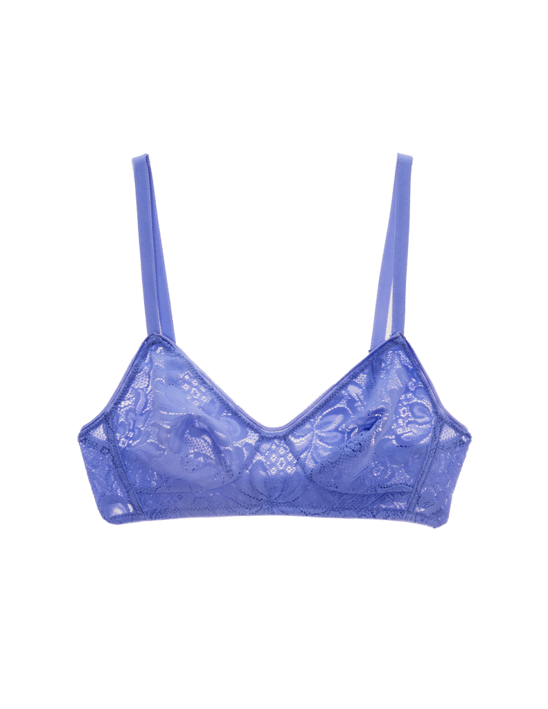 a flat lay image of the tamara bralette in serene blue