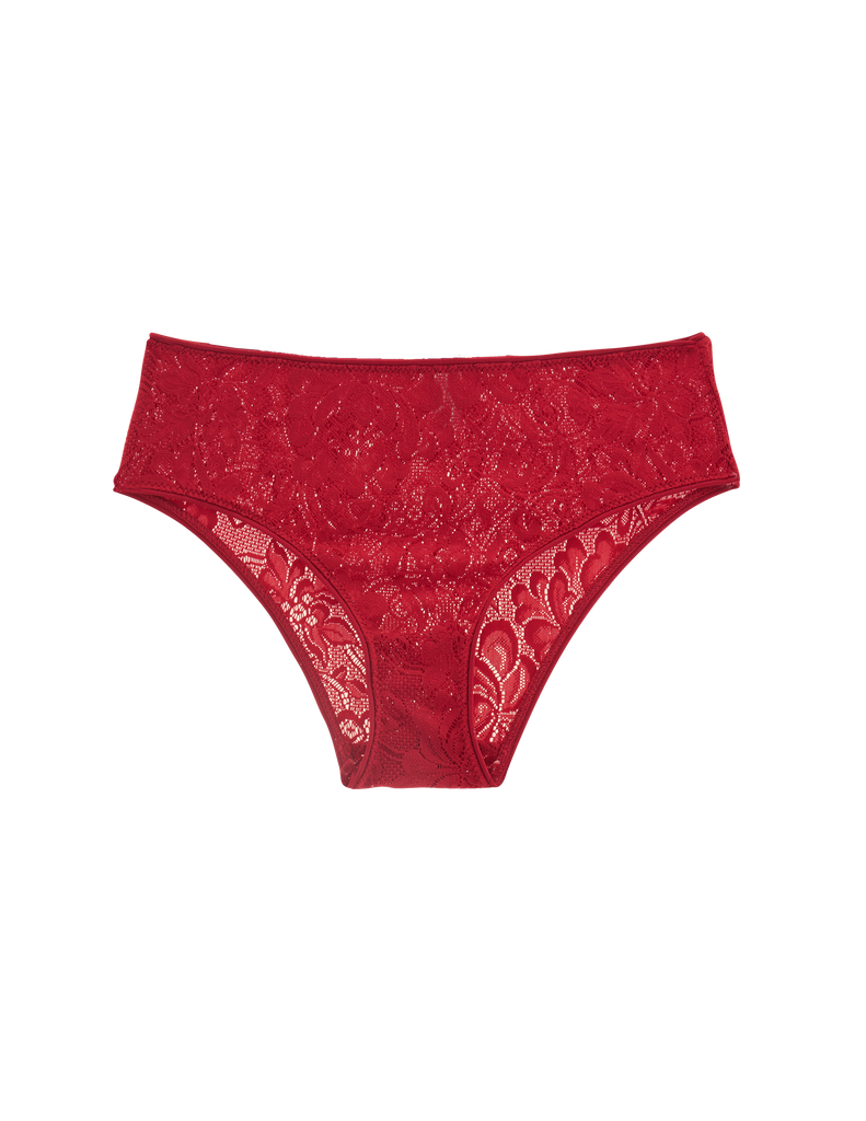 a flat lay image of the imogen hipster in cardinal red