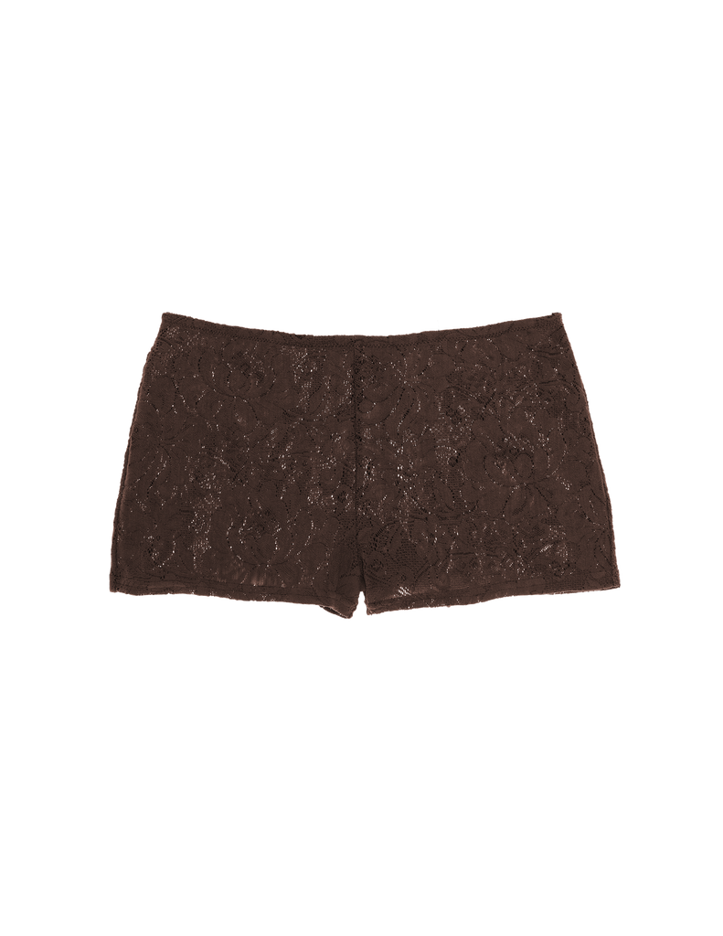 a flat lay image of the guinevere shorts in carob brown