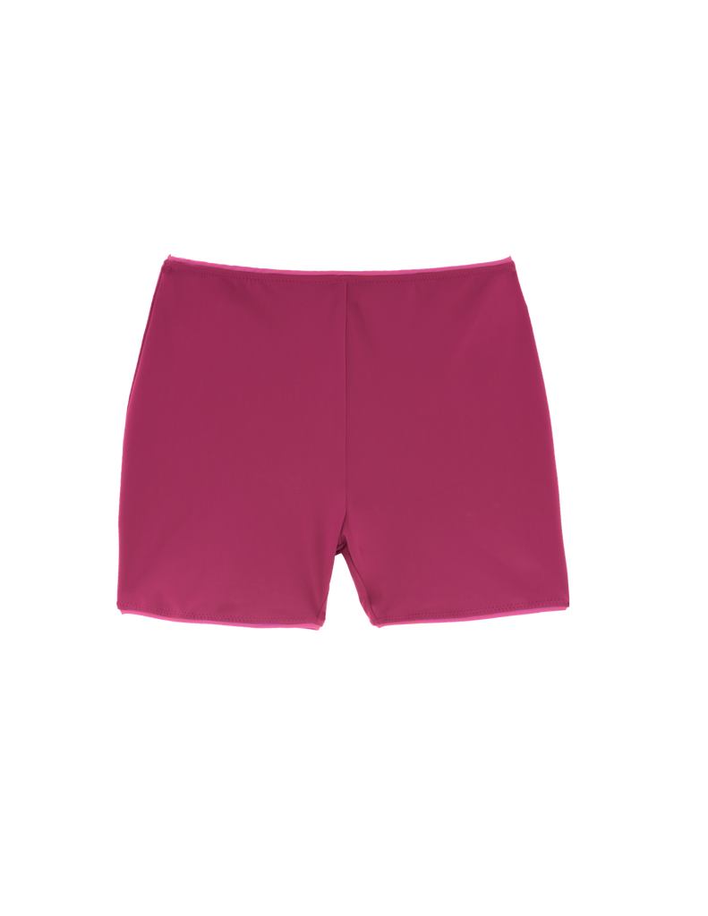 a flat lay image of the louie swim shorts in rust red