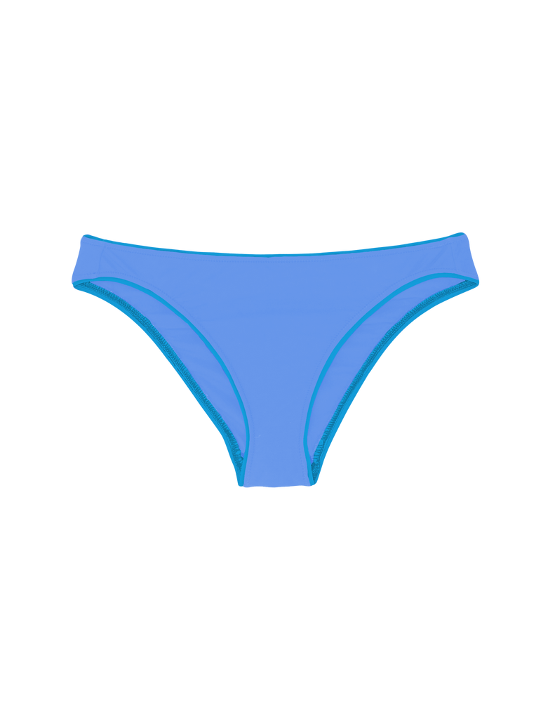 flat lay image of the leonora bikini bottom in iris blue