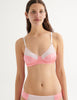 woman in Pink cotton and silk Willow Bralette