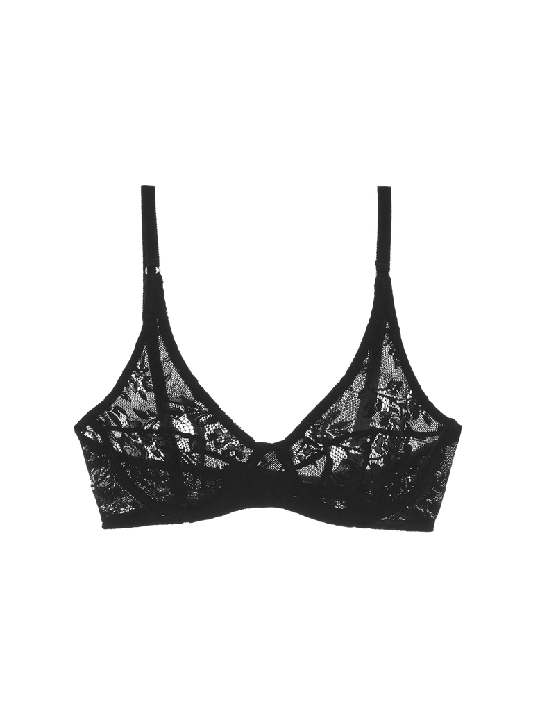 Buy Black Recycled Lace Full Cup Bra 36A, Bras